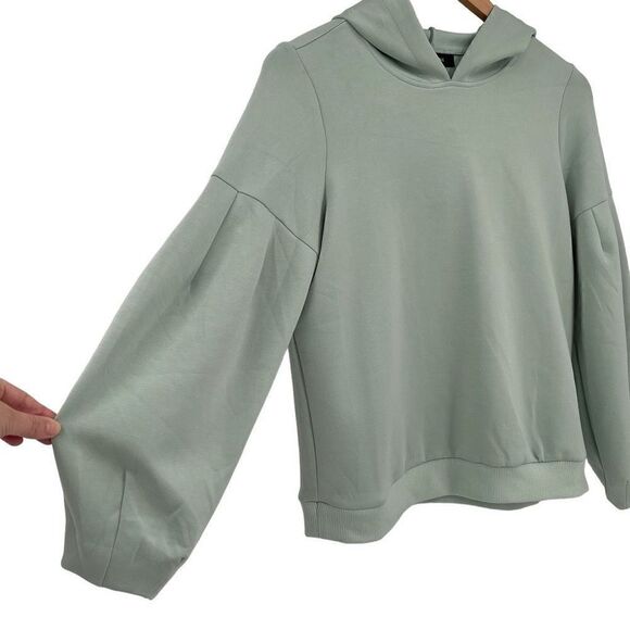Alfani Modern Lounge Soft Balloon Sleeve Hoodie Sweatshirt Medium Petite Green - Picture 5 of 10